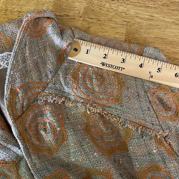 Pamela Brown Women's Textured Floral Jacket Blazer Collared‎ Two Button Preppy - Picture 13 of 15